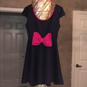 Charlotte Rousse navy dress with pink bow